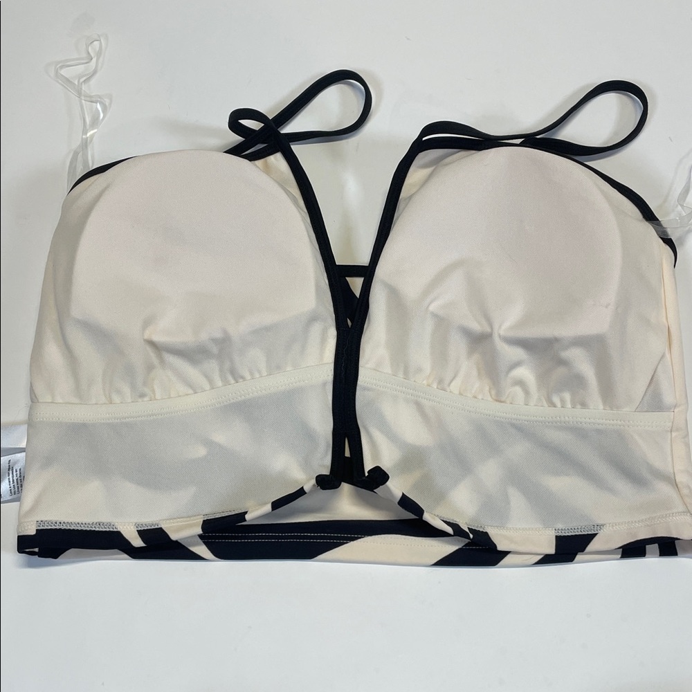 Sanctuary Zebra Print Bikini Top Womens Size L Black Cream - Picture 4 of 5